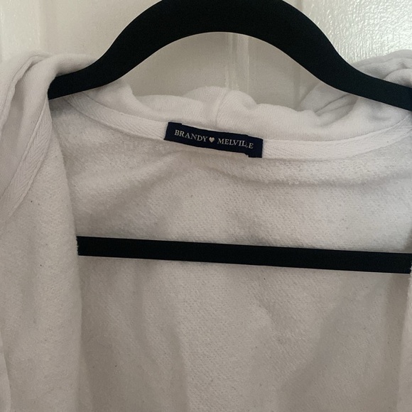 White Brandy Melville cropped zip up hoodie - Picture 2 of 3